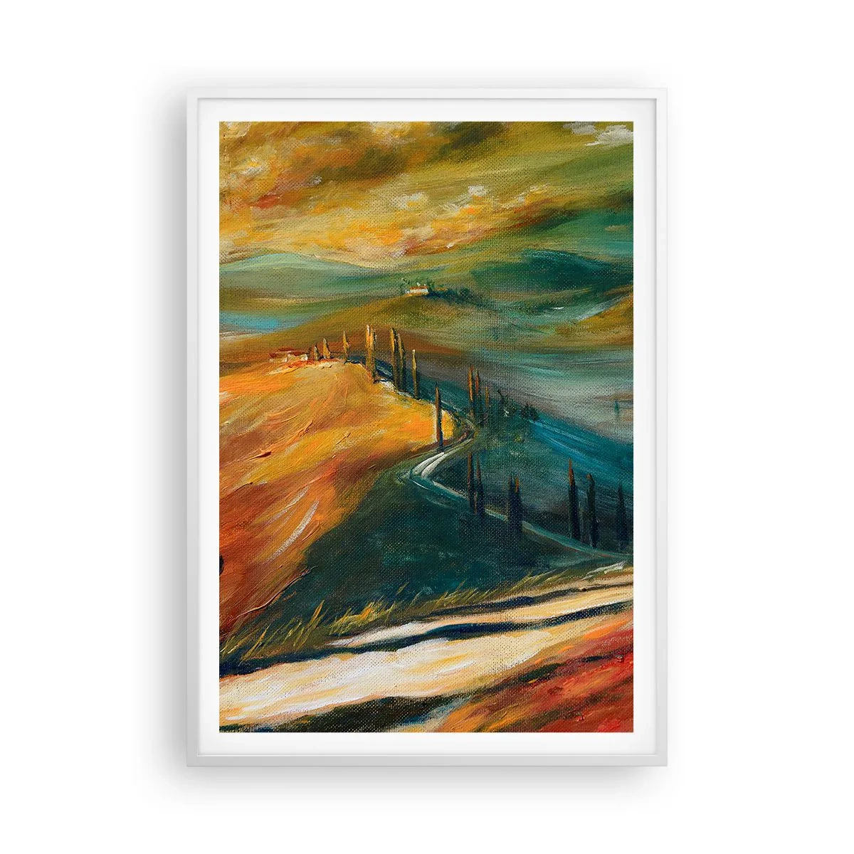 Poster in white frmae - Tuscan Landscape - 70x100 cm