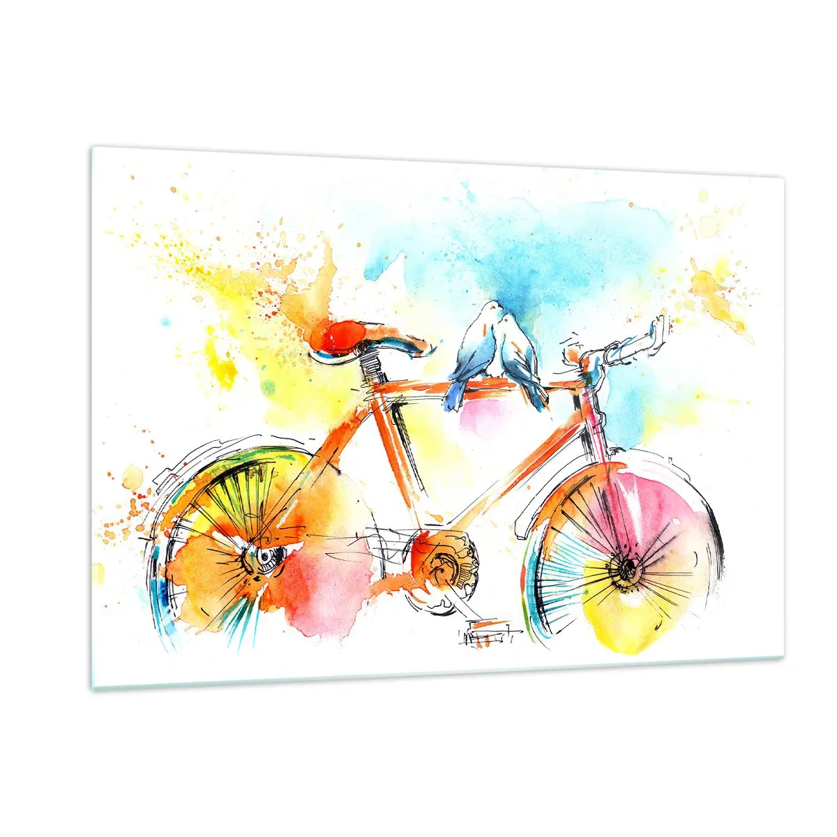Glass picture - Together on a Bike - 120x80 cm