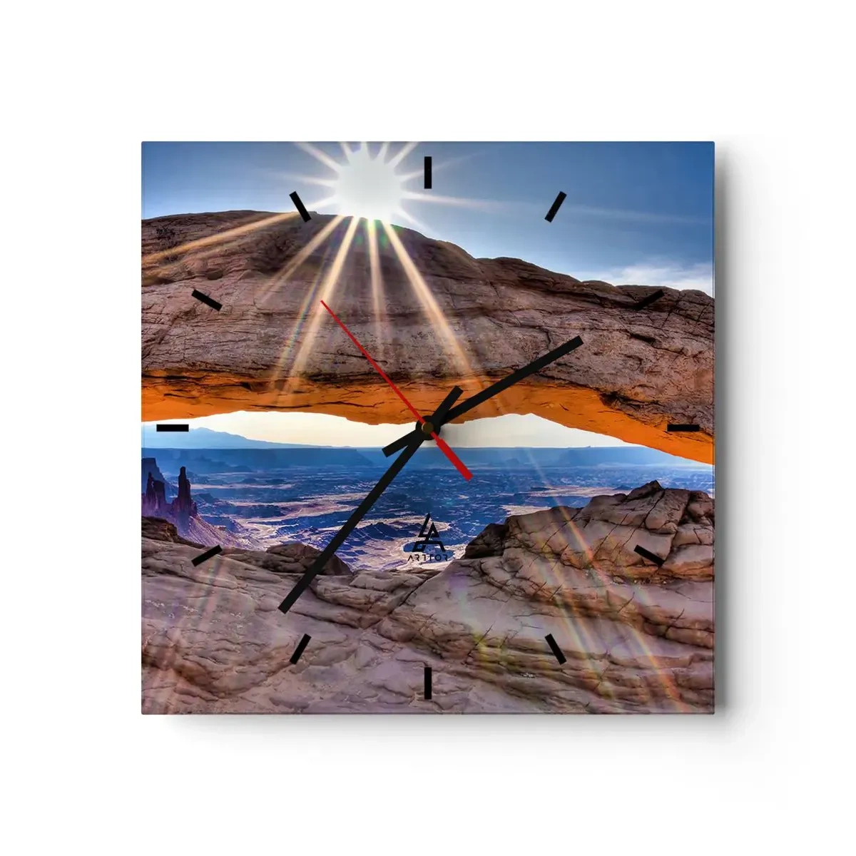 Wall clock - Clock on glass - Through Rocky Gate - 40x40 cm