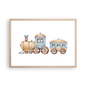 Poster in light oak frame - Standing at the Station… - 70x50 cm