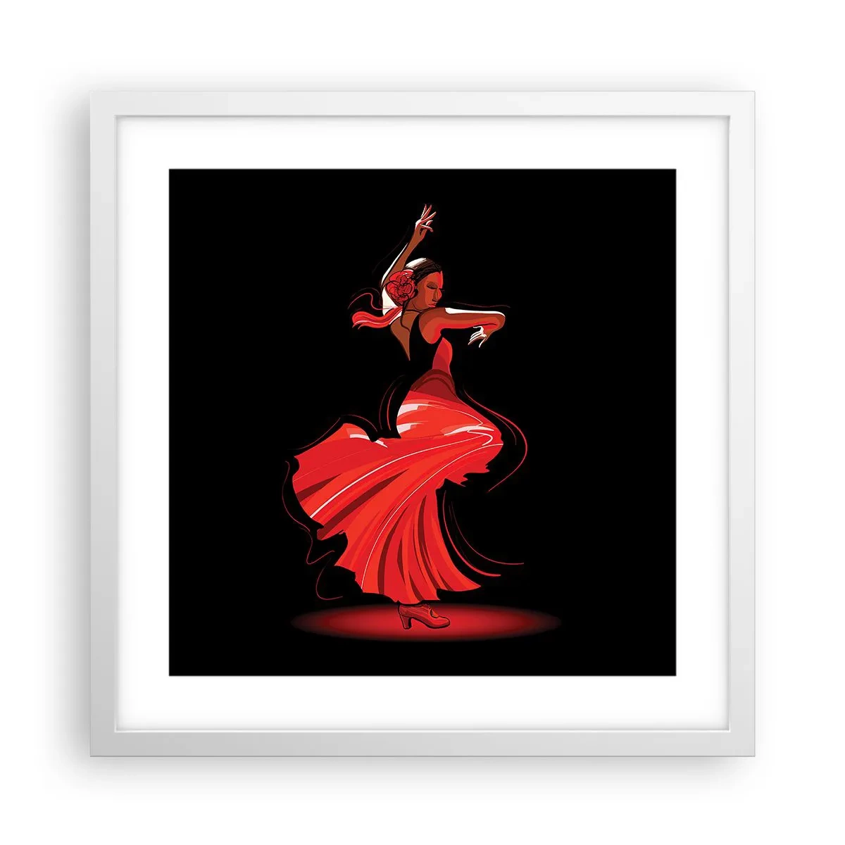 Poster in white frmae - Fiery Spirit of Flamenco - 40x40 cm