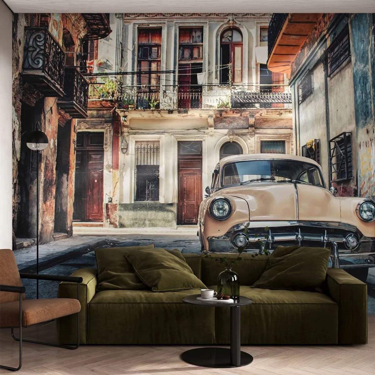 Photo Wallpaper Standard Eco - Siesta in Havana - Vintage car, Architecture, City - 350x256 cm