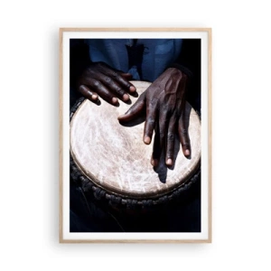 Poster in light oak frame - Live at Your Own Rhythm - 70x100 cm