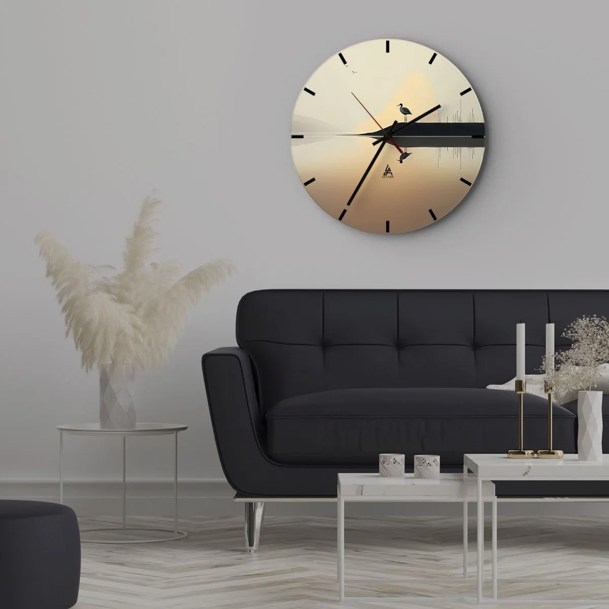 Wall clock - Clock on glass - Gentleman on the Lake - 40x40 cm