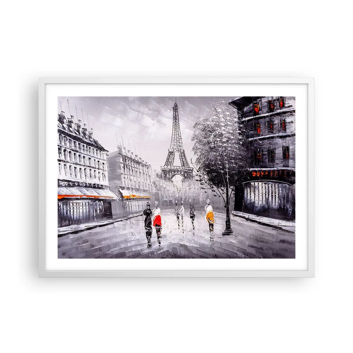 Poster in white frmae - Parisian Walk - 70x50 cm