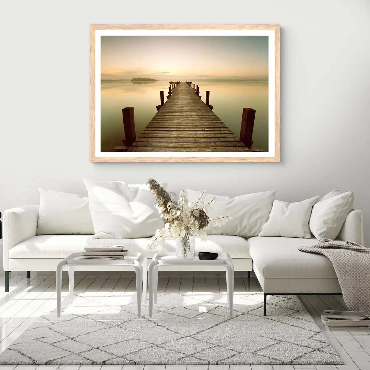 Poster in light oak frame - Before Dawn, Dawn, Light - 50x40 cm