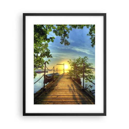 Poster in black frame - Sunset by the Water - 40x50 cm