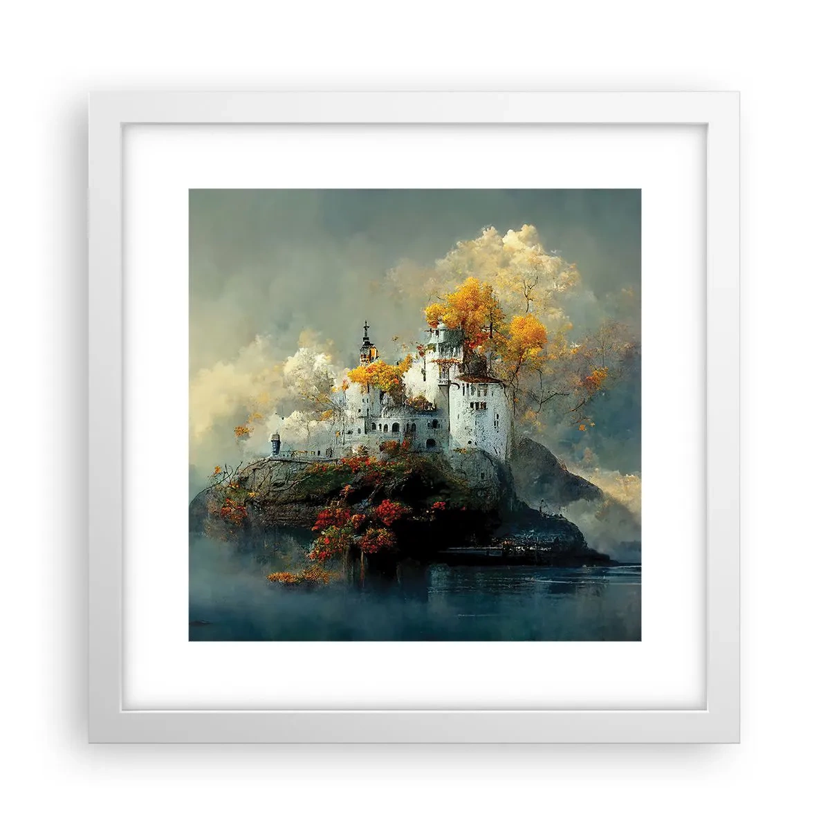 Poster in white frmae - Beginning of a Romantic Tale - 30x30 cm