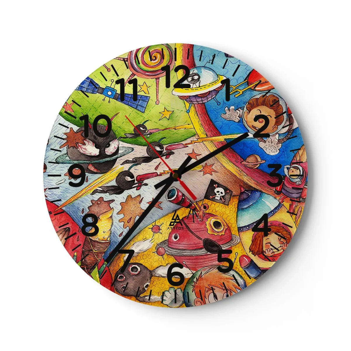 Wall clock - Clock on glass - Great Space Adventure - 30x30 cm