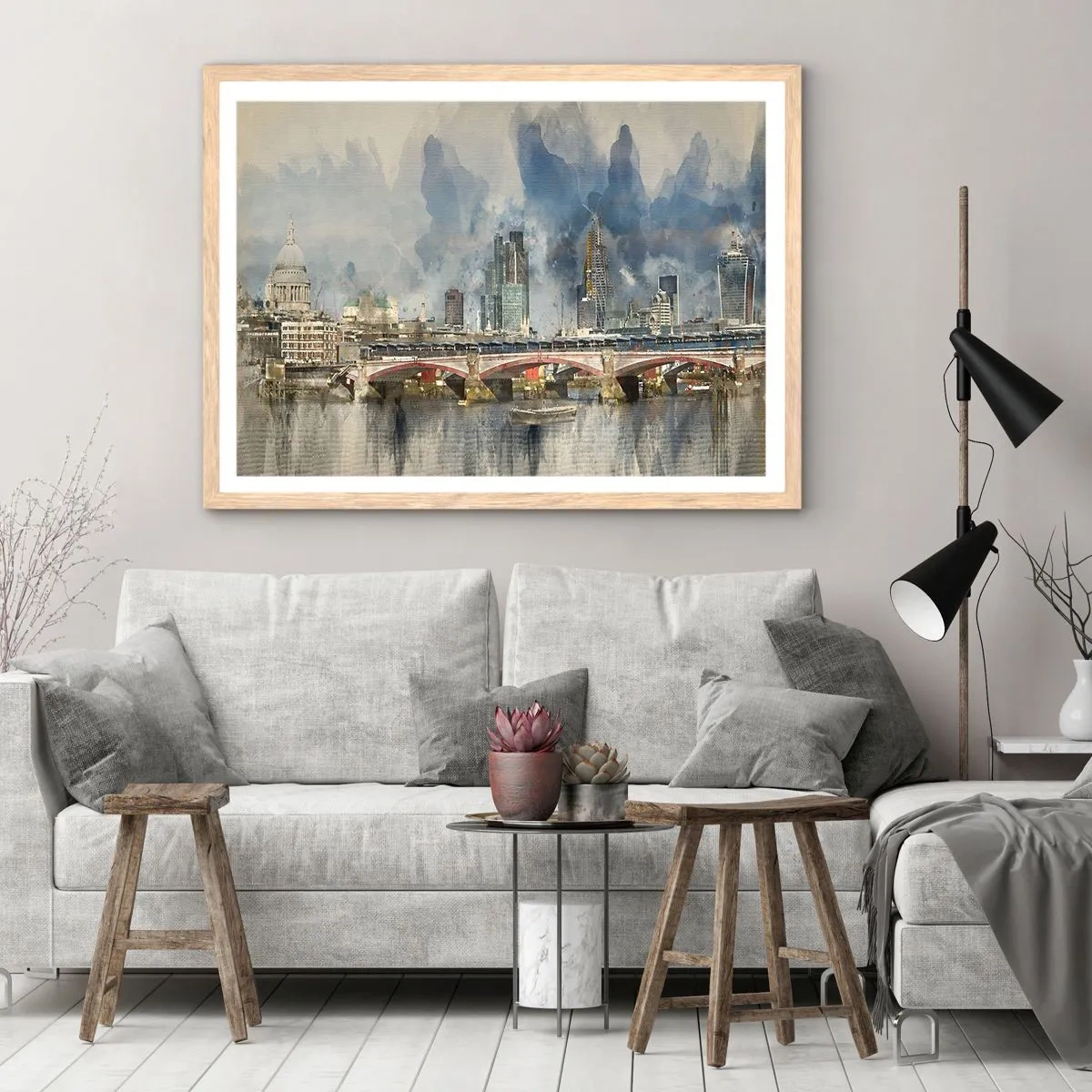 Poster in light oak frame - London in Its Beauty - 50x40 cm