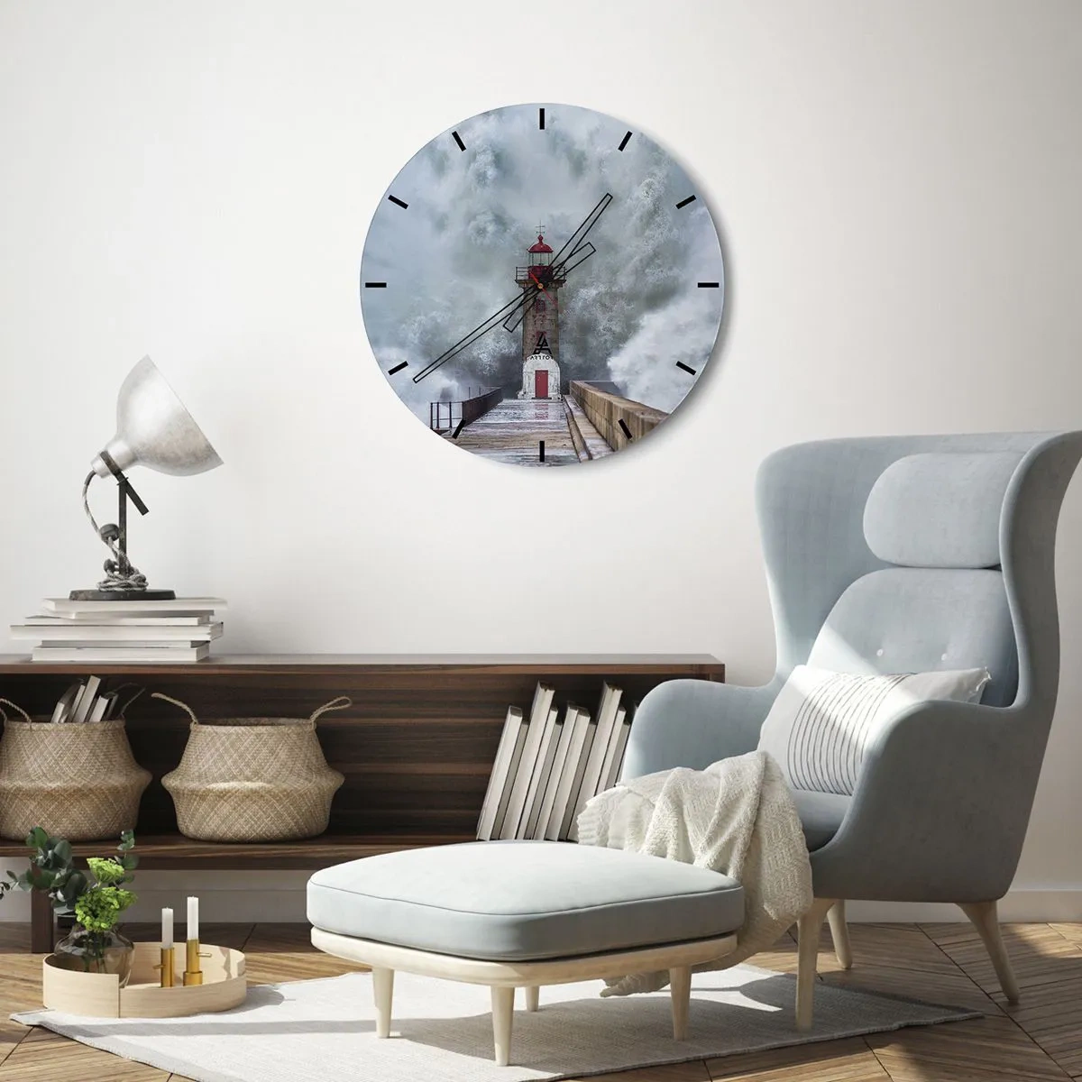 Wall clock - Clock on glass - Roar of Waters, Whirr of the Wind - 40x40 cm