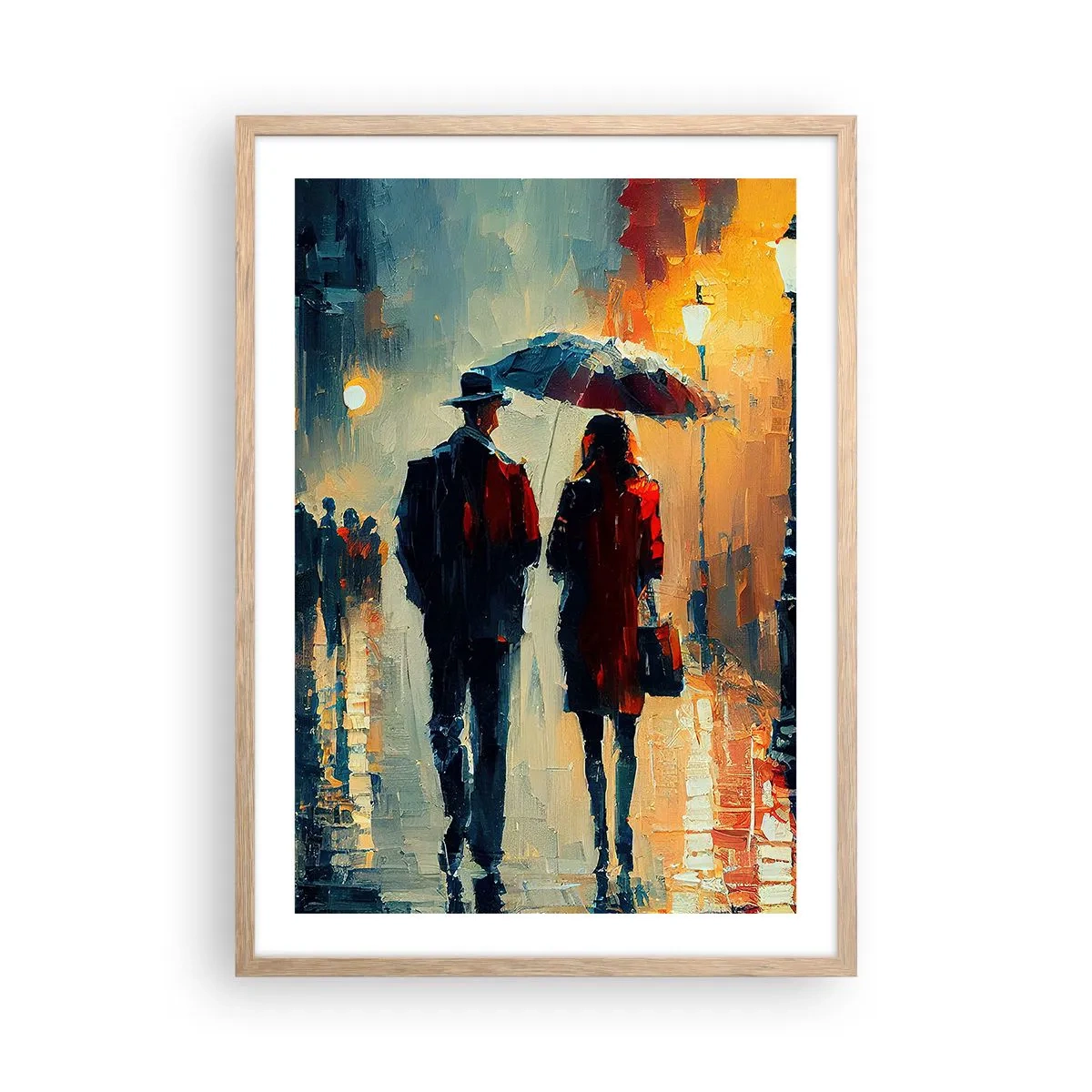 Poster in light oak frame - Urban Love Story - 50x70 cm