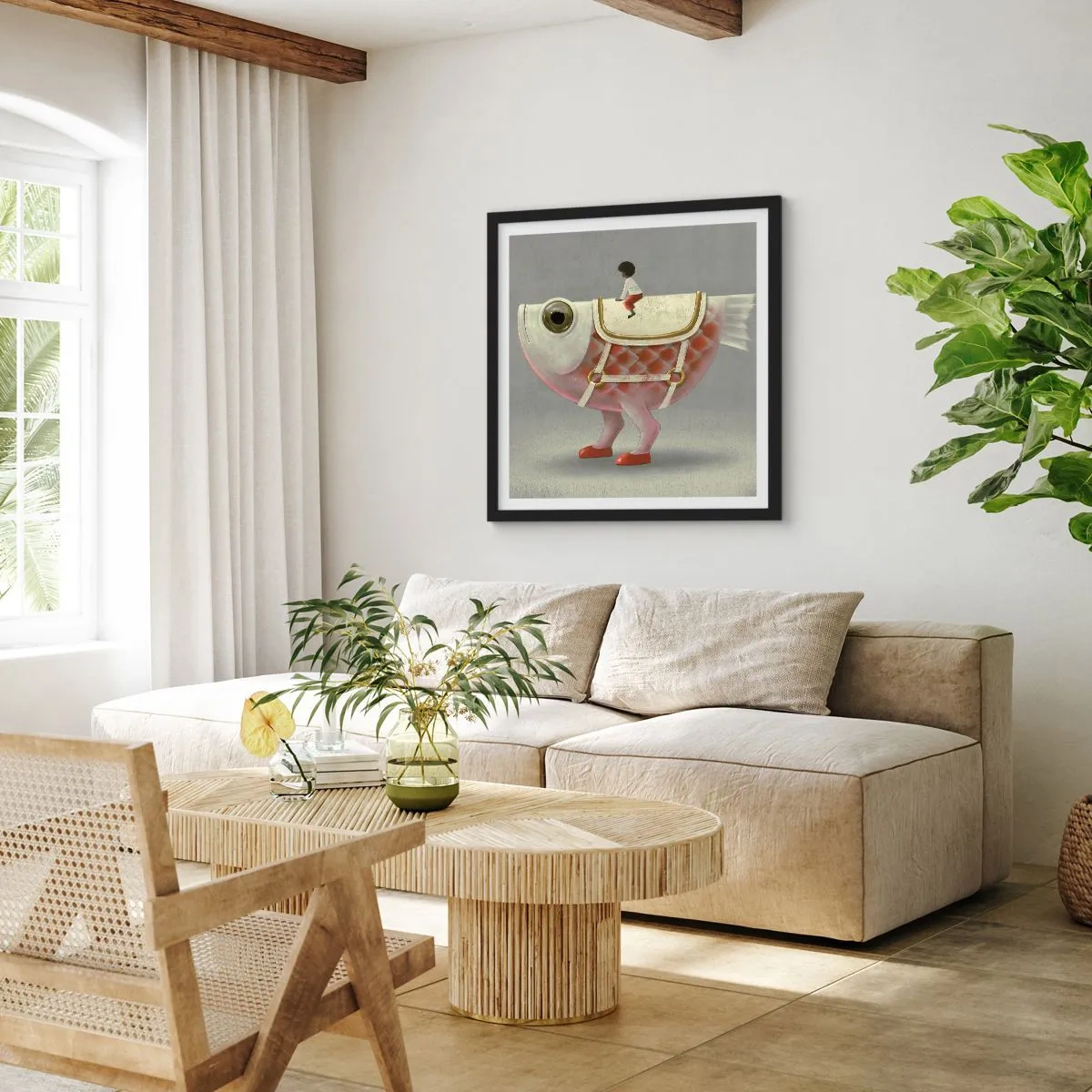 Poster in black frame - Fish Jockey - 50x50 cm