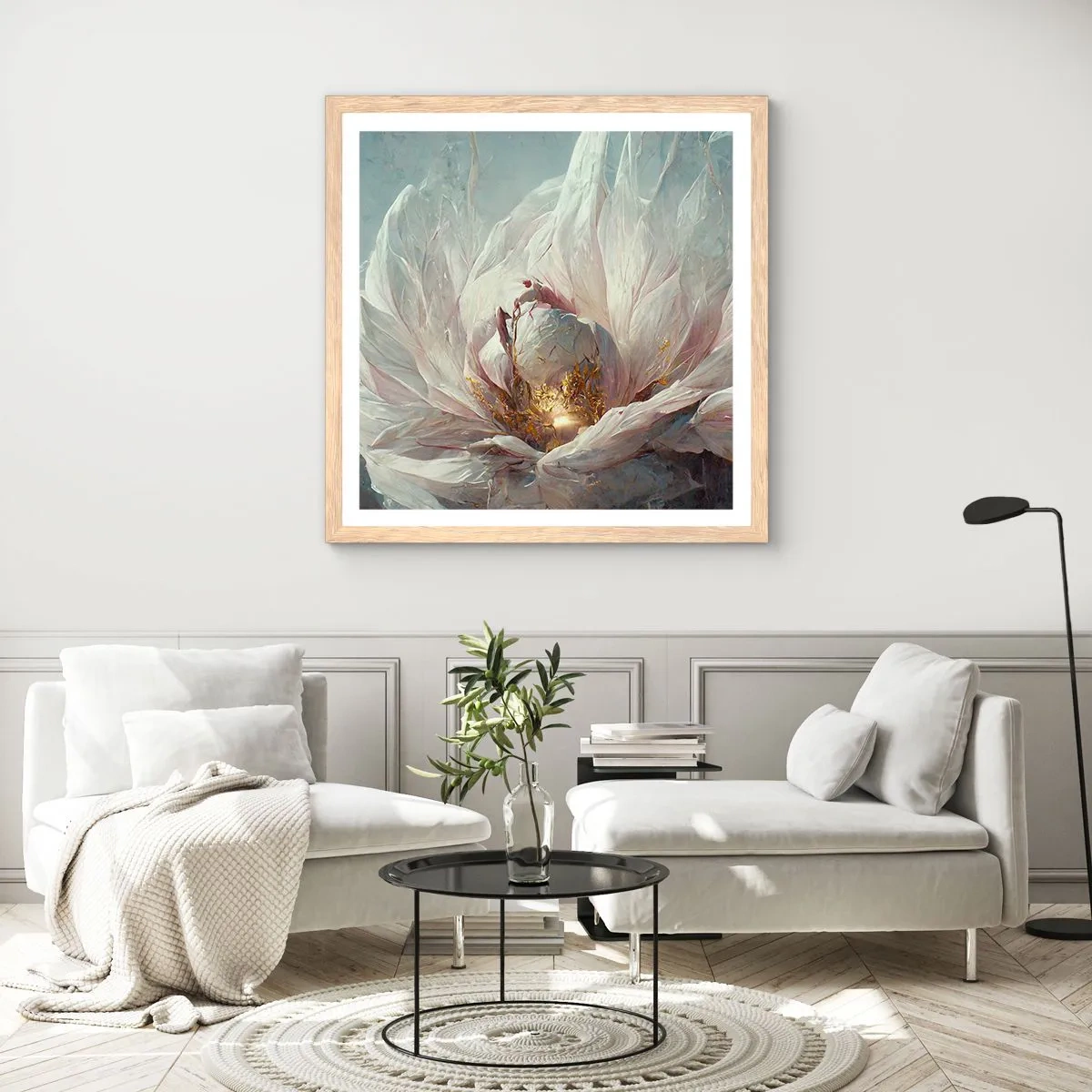 Poster in light oak frame - It Blooms Once Every Hunderd Years - 40x40 cm