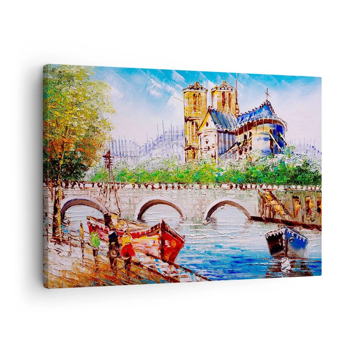 Canvas picture - Landscape with a bridge and a cathedral in a classical style - 70x50cm - Their Time Never Passes - Modern wall decoration for the living room and bedroom ARTTOR