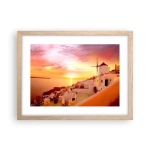 Poster in light oak frame - Melting in White and Gold - 40x30 cm