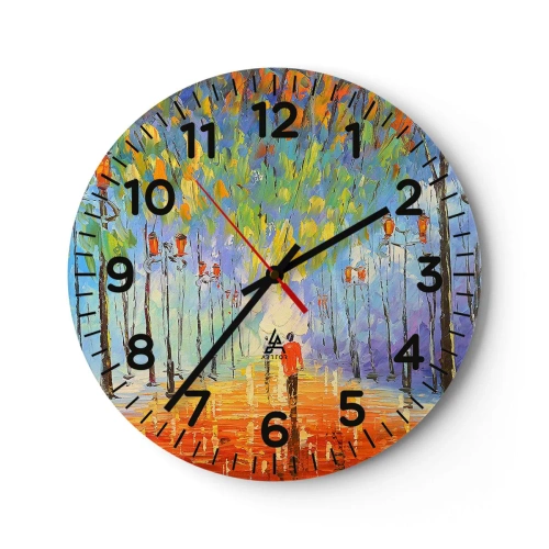 Wall clock - Clock on glass - Night Rain Song  - 40x40 cm