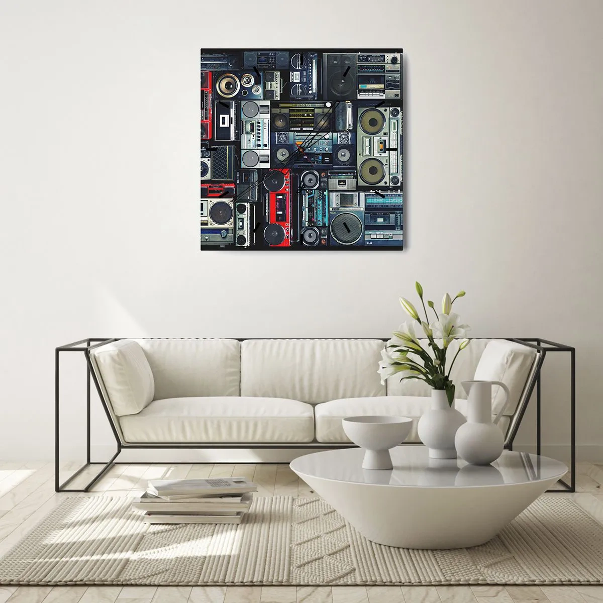 Wall clock - Clock on glass - Nostalgy for the 80-ies - 30x30 cm