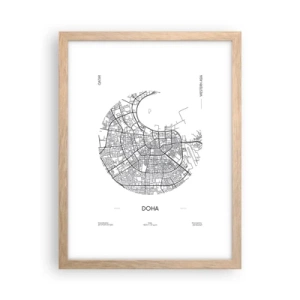 Poster in light oak frame - Anatomy of Doha - 30x40 cm