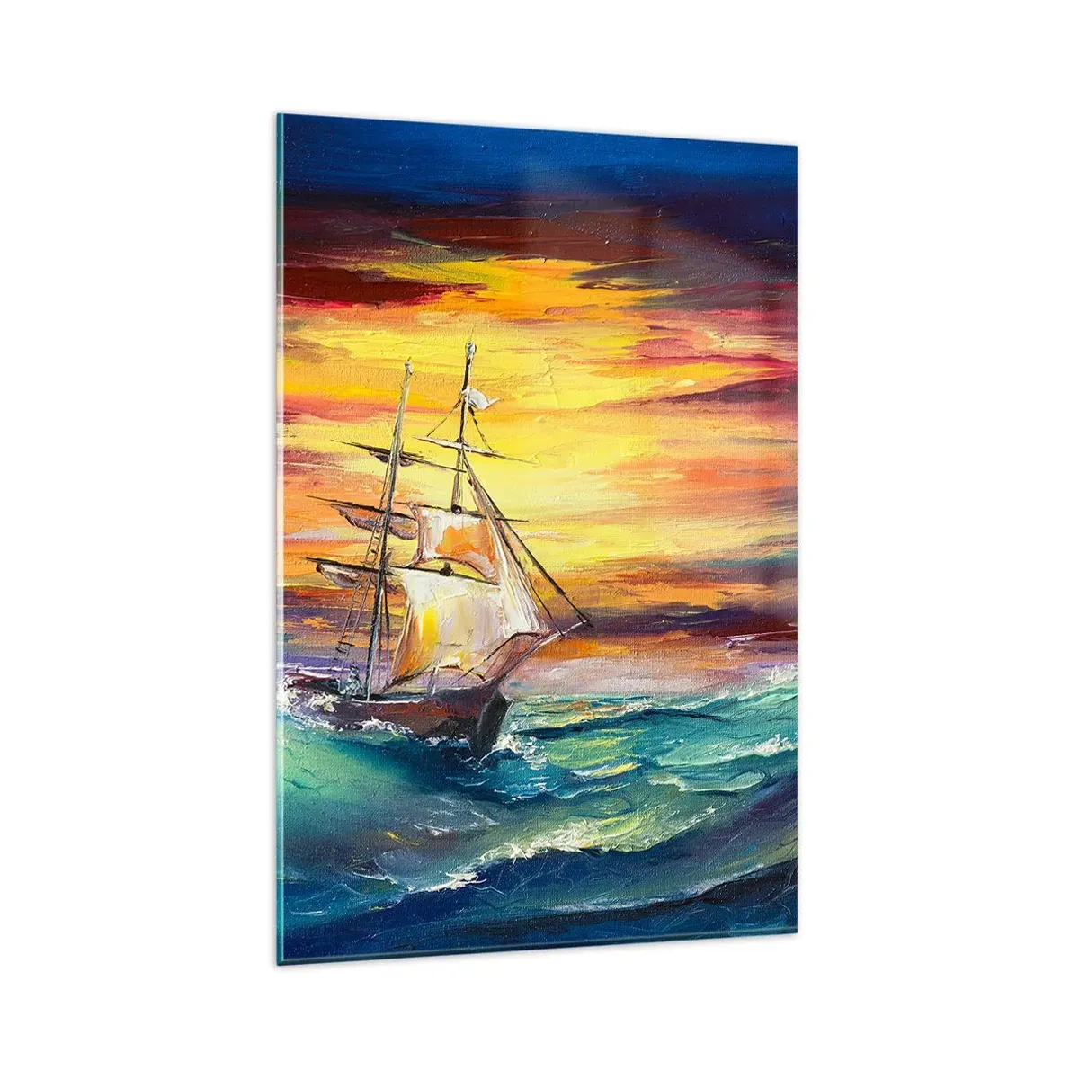 Glass picture - Fearlessly towards the Waves - 80x120 cm