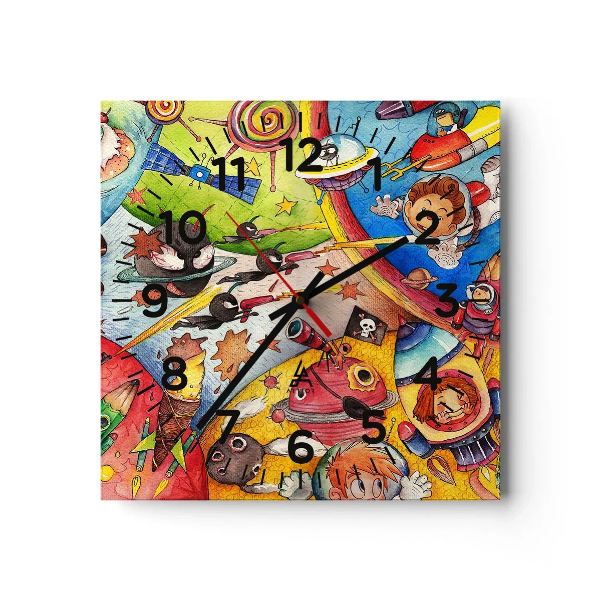 Wall clock - Clock on glass - Great Space Adventure - 40x40 cm