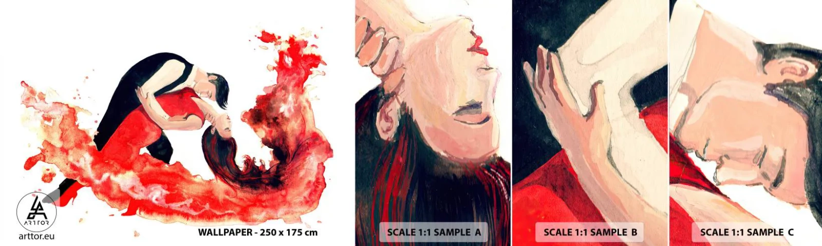 Photo Wallpaper Sample Self-Adhesive Deluxe Sticker - Tango - Sensual Wave - Dance, Music, Dancers - 100x30 cm