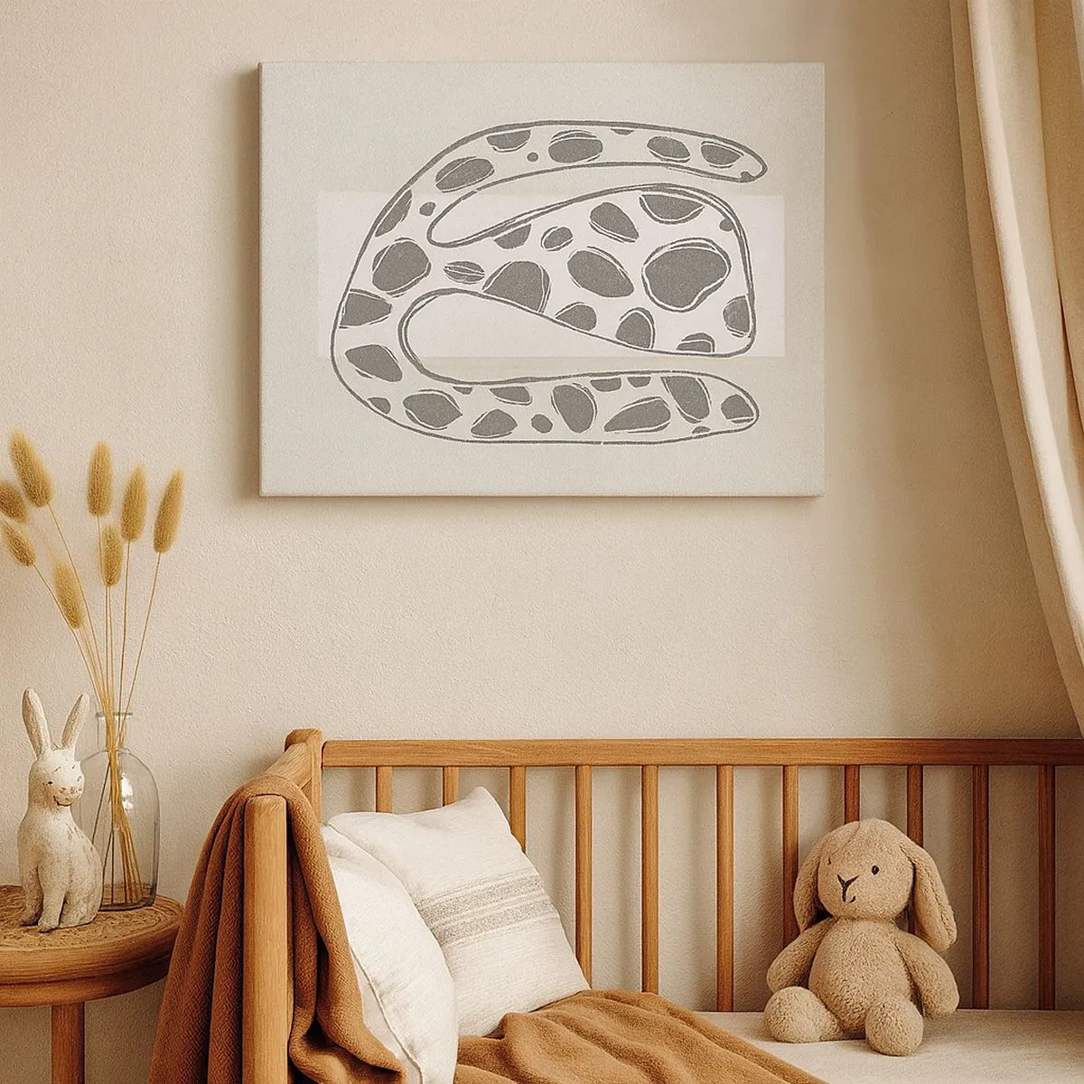 Canvas picture - Abstract organic pattern in shades of gray - 70x50cm - Curious Creature - Modern wall decoration for the living room and bedroom ARTTOR