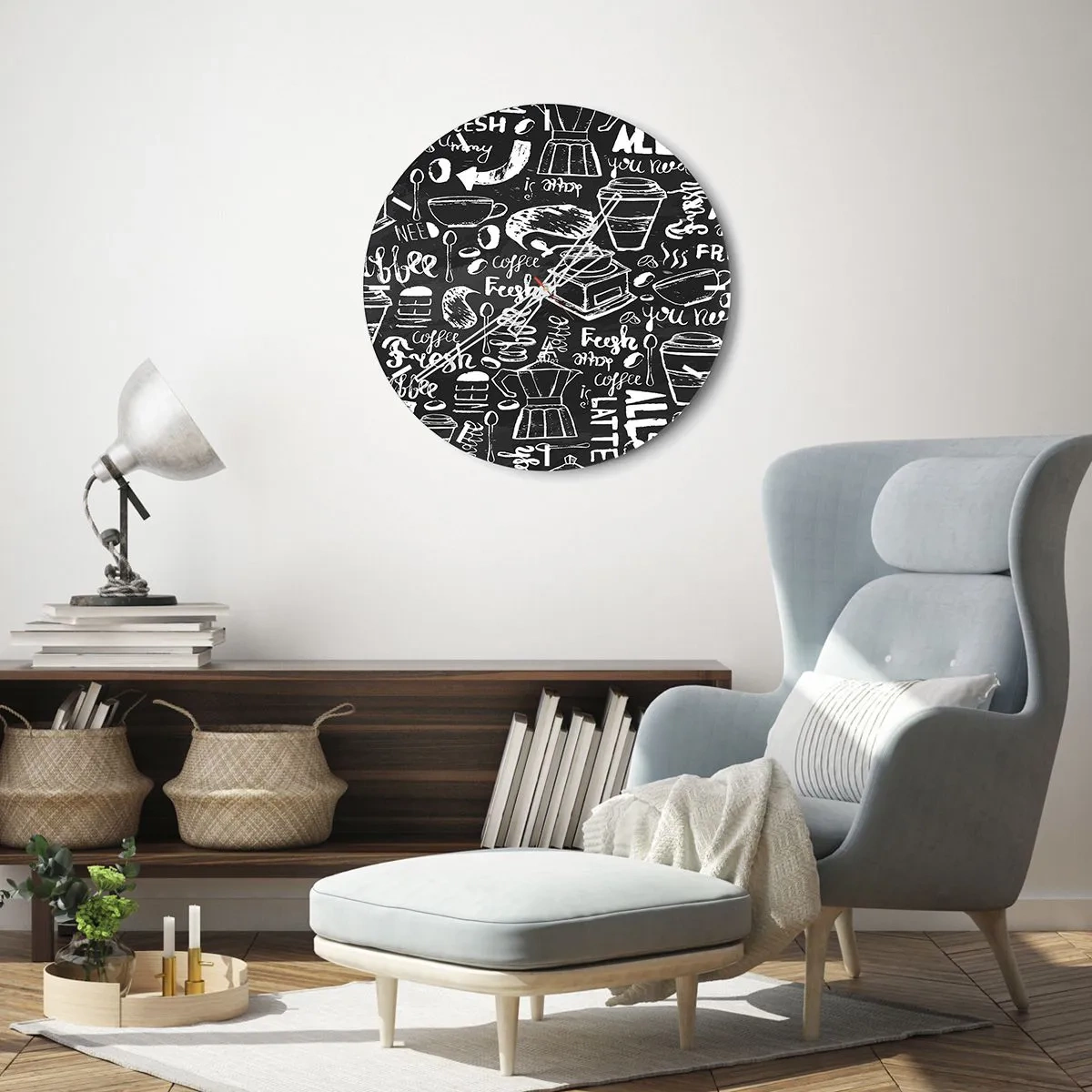 Wall clock - Clock on glass - All You Need Is… - 40x40 cm
