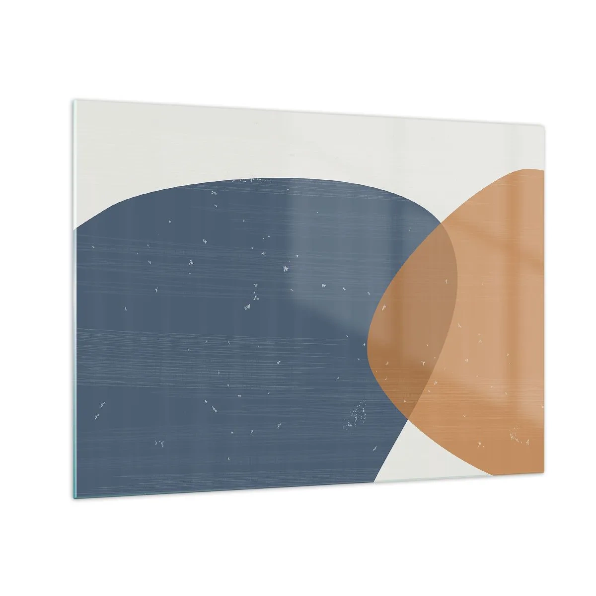 Glass picture - Geometric composition with navy blue and beige ovals - 70x50cm - Ovals and Intersections - Modern wall decoration for the living room and bedroom ARTTOR