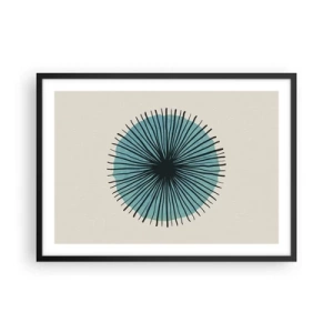 Poster in black frame - Rays on Blue - 70x50 cm