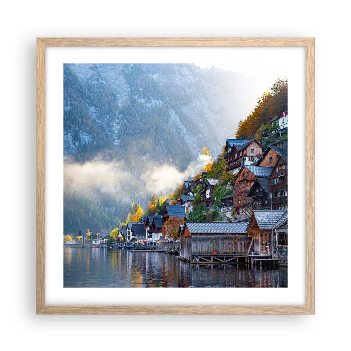 Poster in light oak frame - Alpine Atmosphere - 50x50 cm