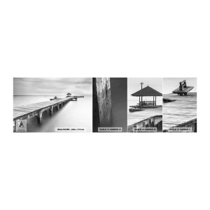Photo Wallpaper Sample Standard Eco - Into the Distance - Landscape, Sea, Wooden Bridge - 100x30 cm