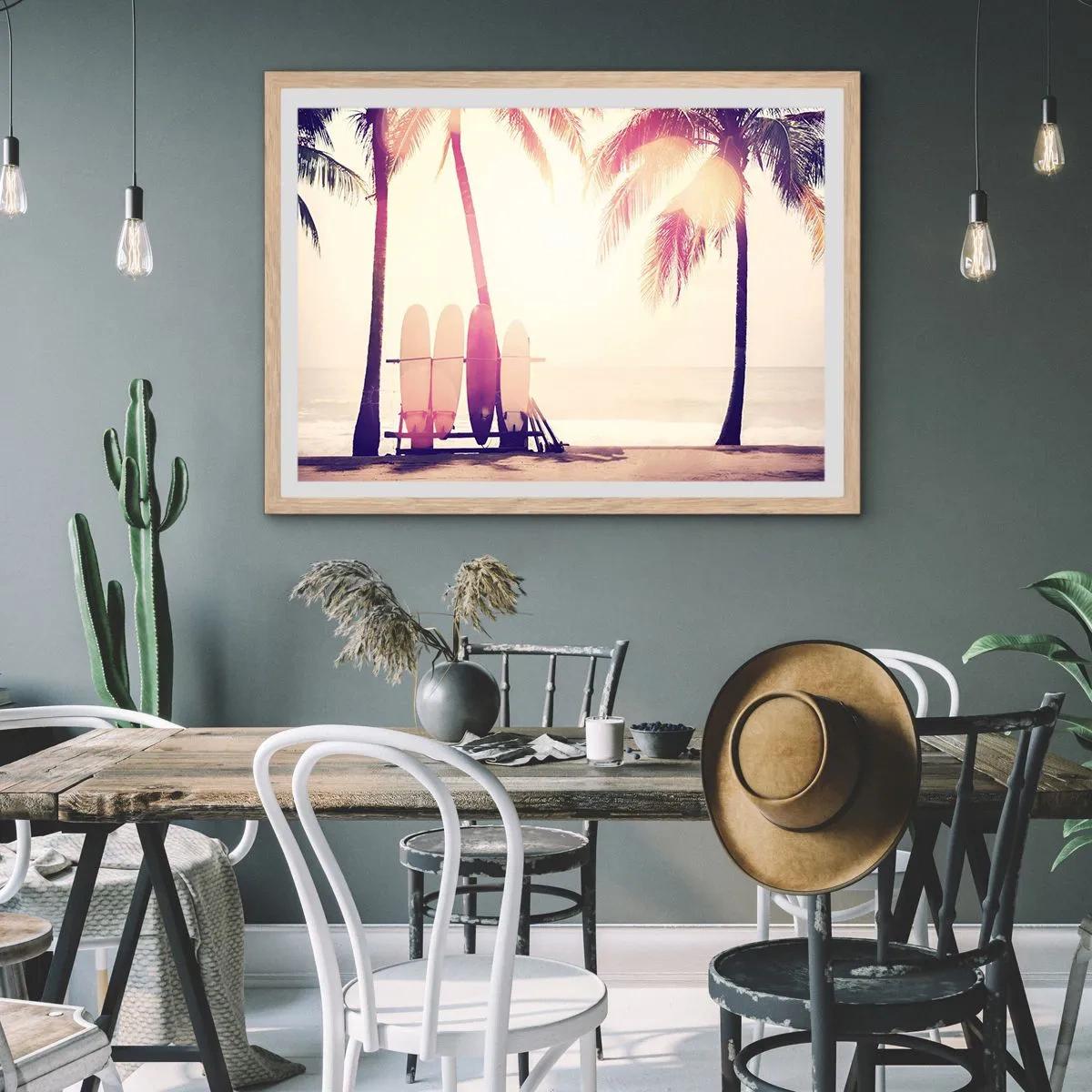 Poster in light oak frame - It Will Be a Wonderful Day - 40x30 cm