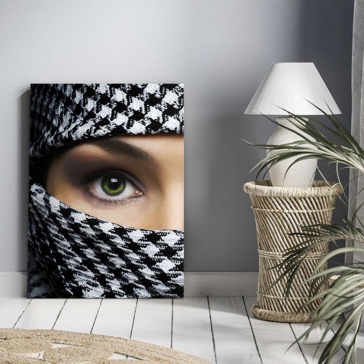 Canvas picture - Portrait of Head-scarfed Beauty - 65x120 cm