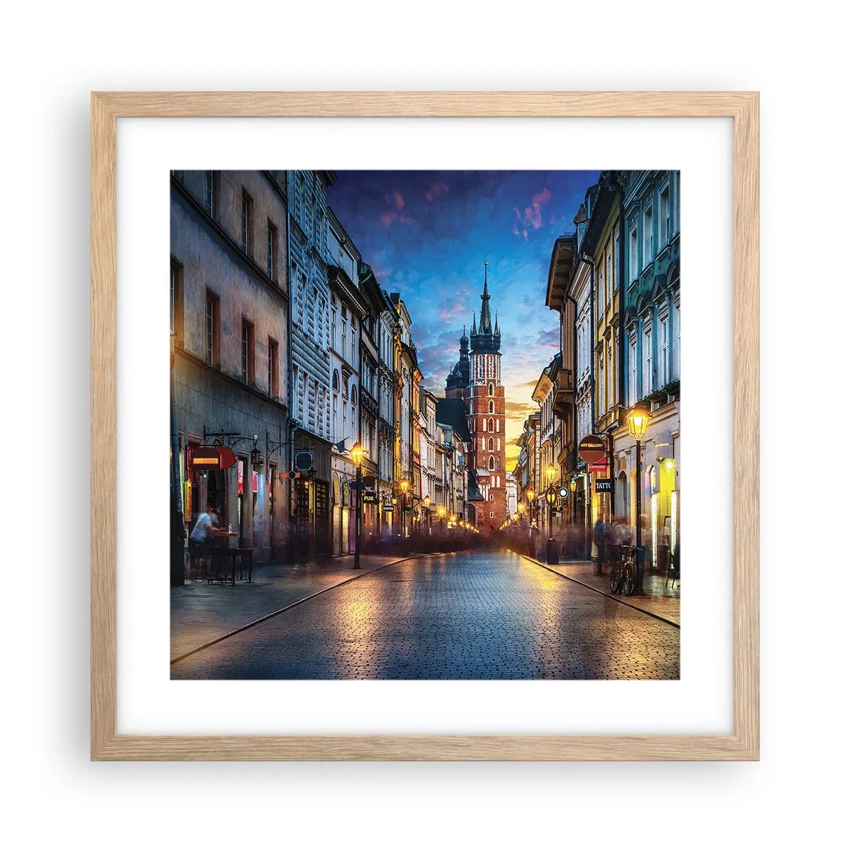 Poster in light oak frame - Charm of Cracow - 40x40 cm