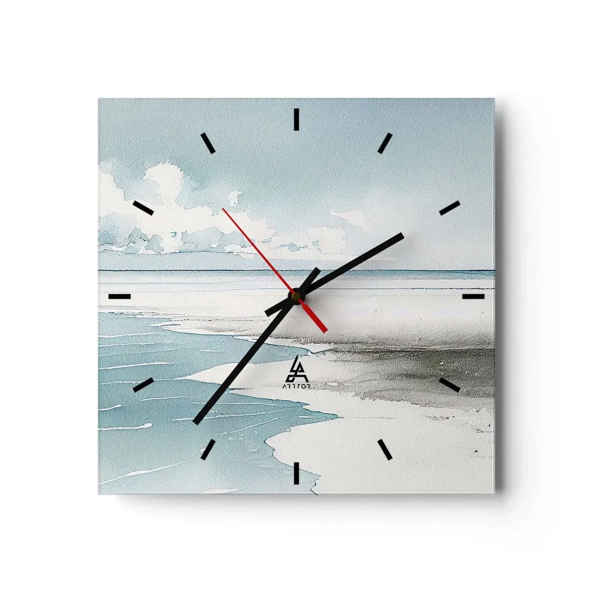 Wall clock - Clock on glass - Gentle Tide - 30x30 cm