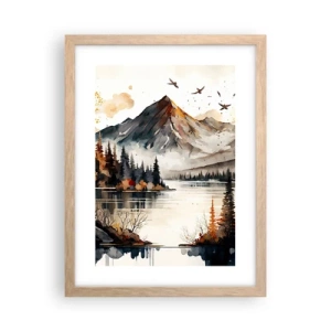 Poster in light oak frame - Golden Autumn in the Mountains - 30x40 cm