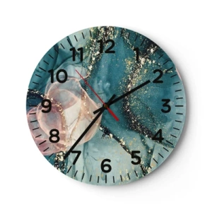Wall clock - Clock on glass - Silm Blue, Tulle Pink - 30x30 cm