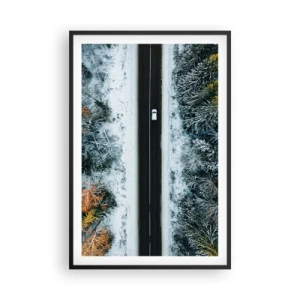 Poster in black frame - Through a Wintery Forest - 61x91 cm