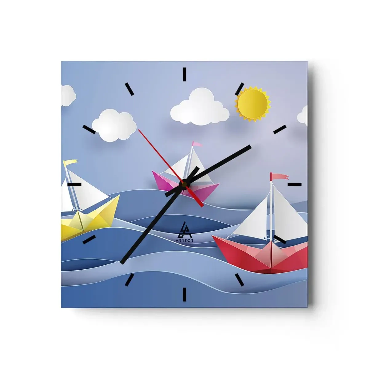 Wall clock - Clock on glass - Rocking the Waves - 30x30 cm