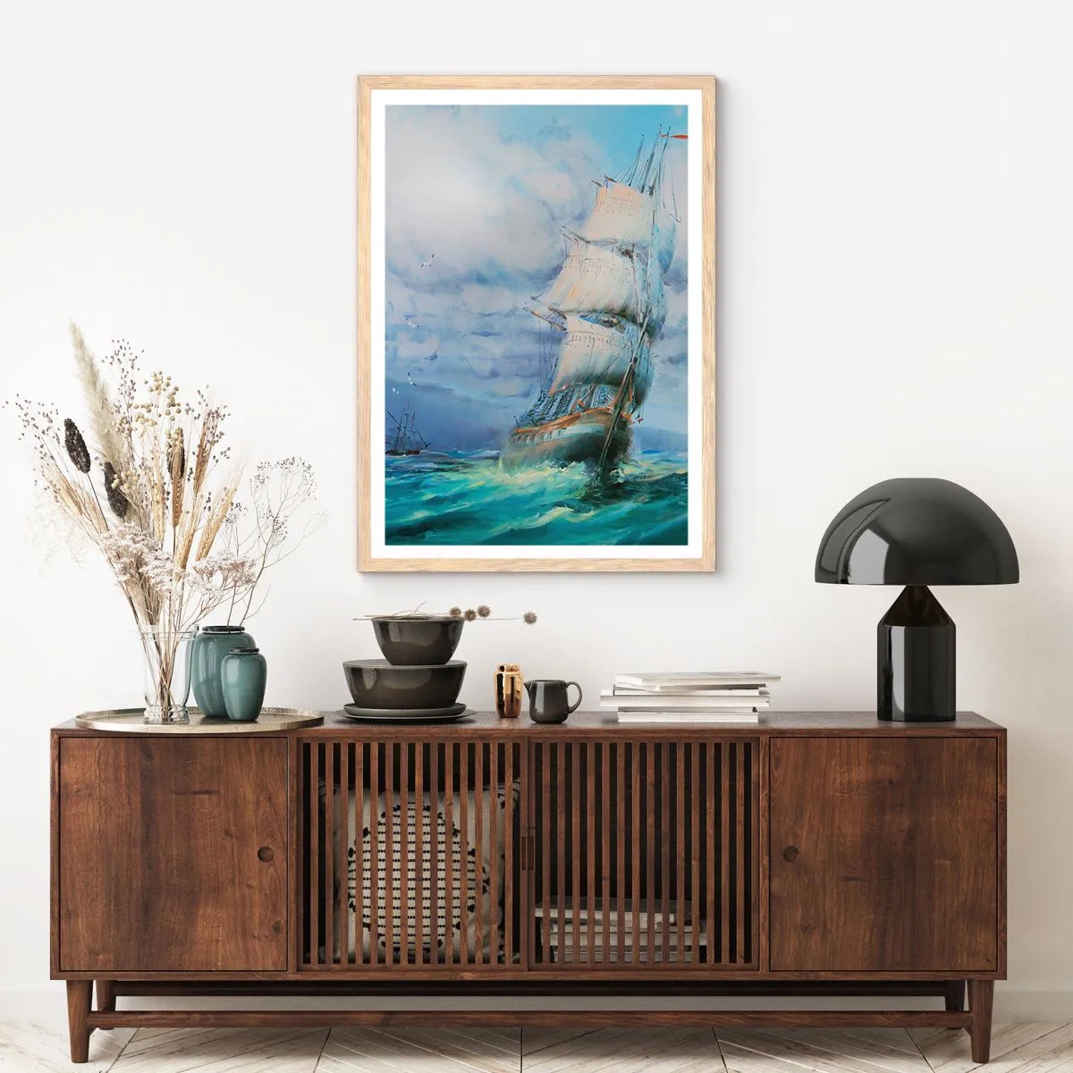 Poster in light oak frame - Happy Winds - 30x40 cm