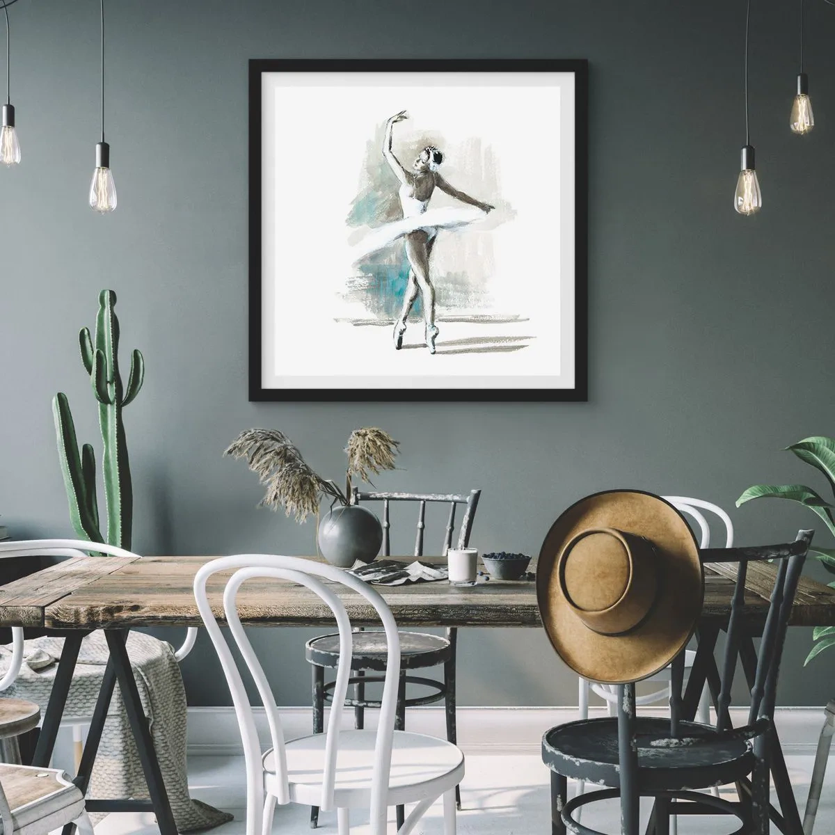 Poster in black frame - Enchanted into a Swan - 40x40 cm