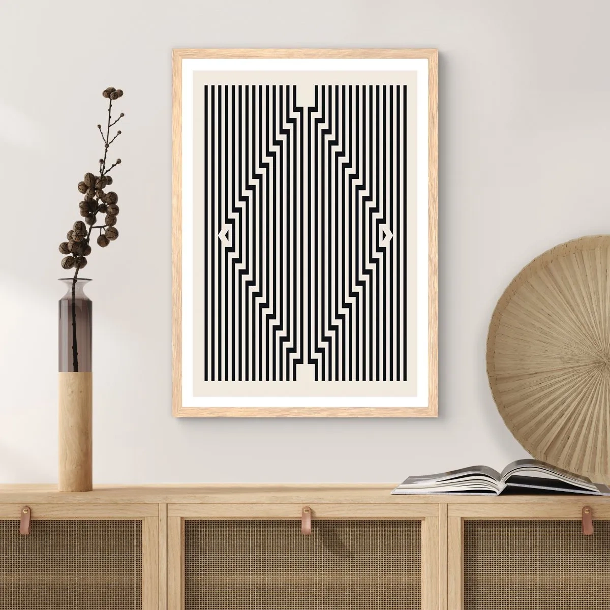 Poster in light oak frame - Geometrical Illusion - 40x50 cm