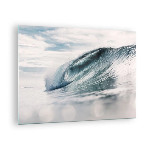 Glass picture - A powerful ocean wave in the sun's rays - 70x50cm - Water Summit - Modern wall decoration for the living room and bedroom ARTTOR