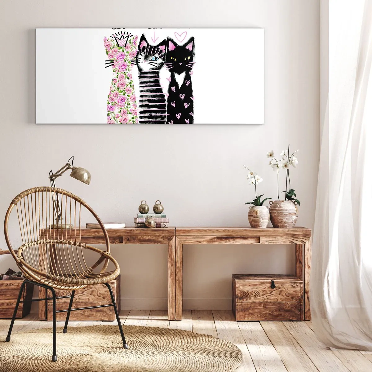 Canvas picture - There Were Three Kittens - 90x30 cm