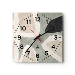 Wall clock - Clock on glass - Composition with a Black Motif - 40x40 cm