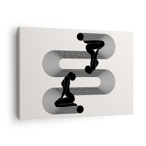 Canvas picture - Black silhouettes with geometric lines on a light background - 70x50cm - Sensual Symmetry - Modern wall decoration for the living room and bedroom ARTTOR