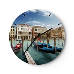 Wall clock - Clock on glass - Palaces in Blue - 40x40 cm