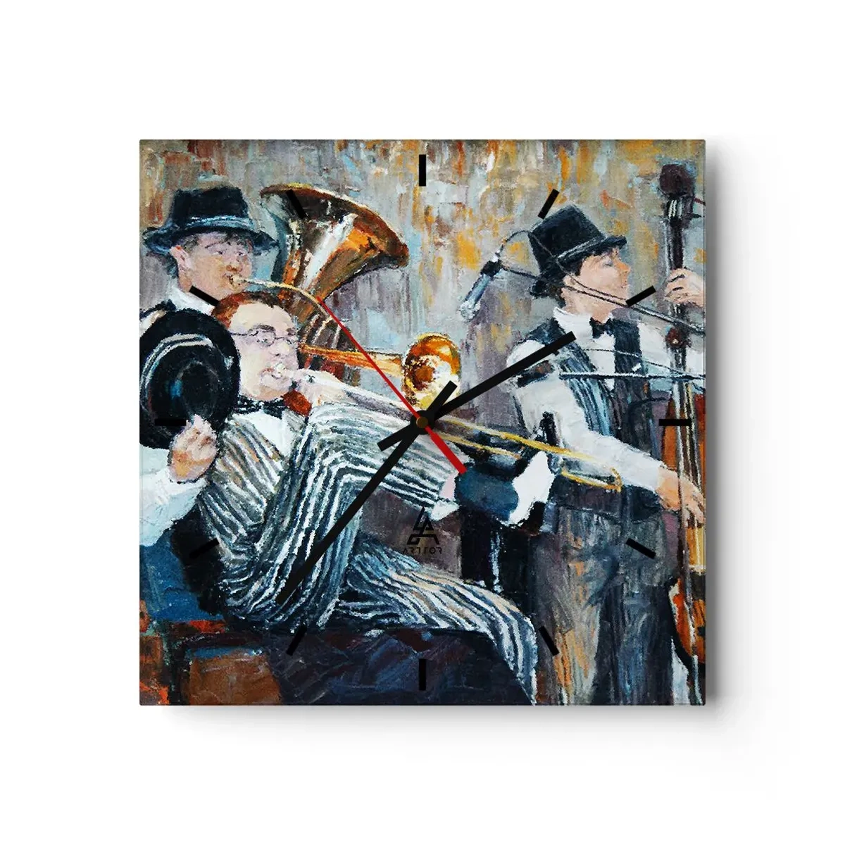 Wall clock - Clock on glass - All That Jazz - 40x40 cm