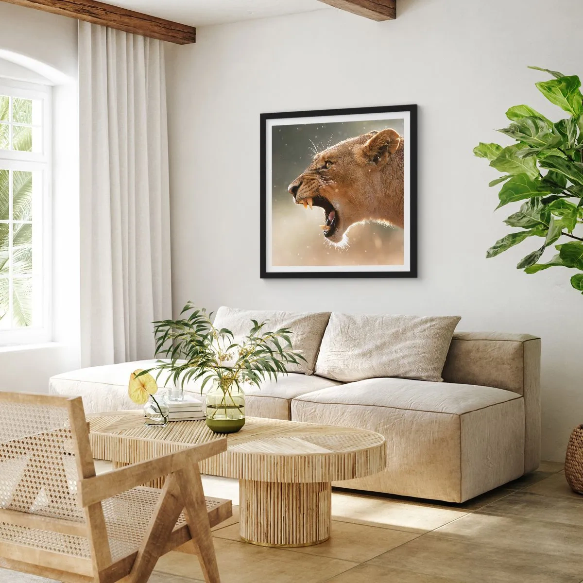 Poster in black frame - Try Not to Listen - 50x50 cm